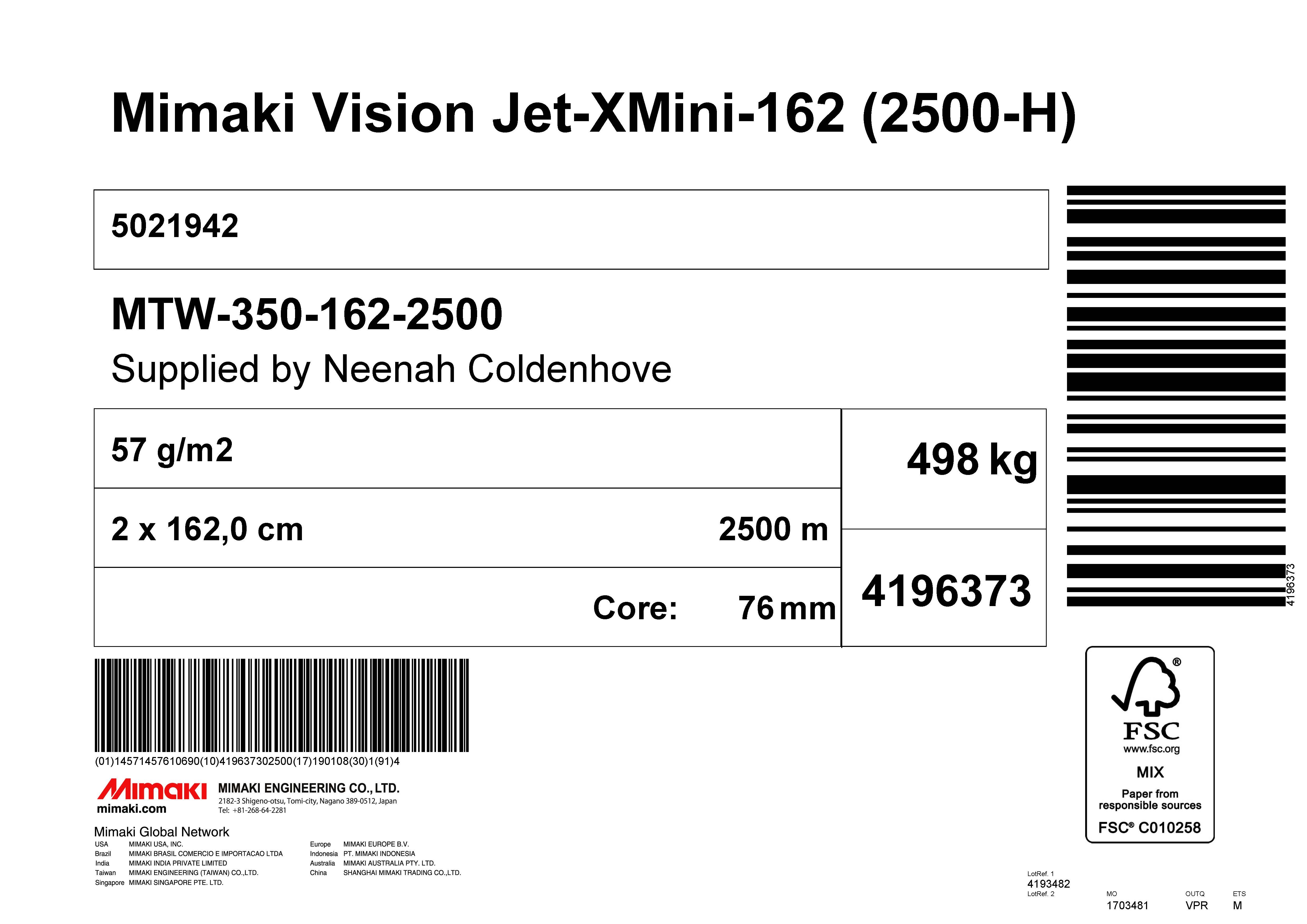 Mimaki Jet-X Mini-162 (2500-H)